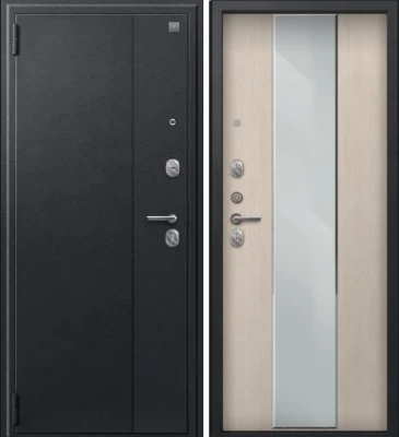 Дверь A-04 черный сатин - седой дуб зеркало