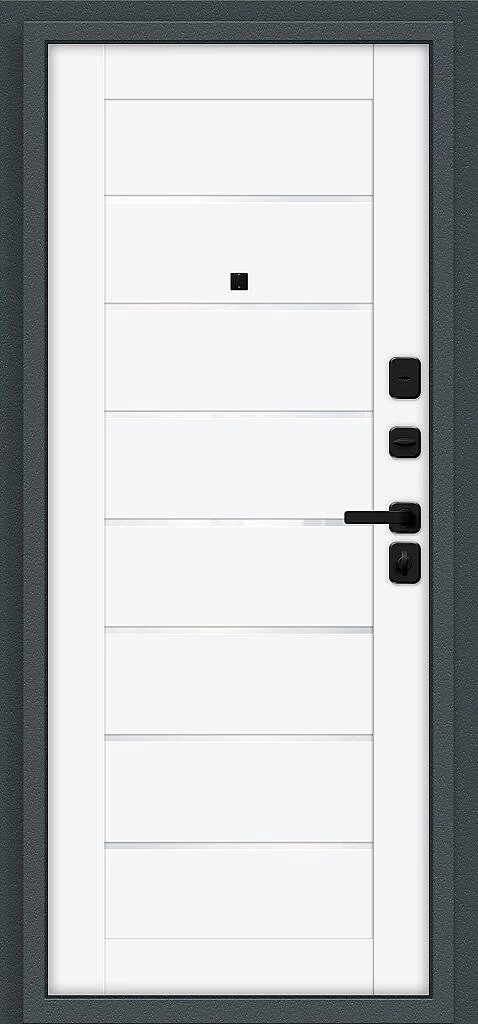 Входная дверь Техно/SBlack Старк антрацит/White Silk BR6196 внутренняя сторона