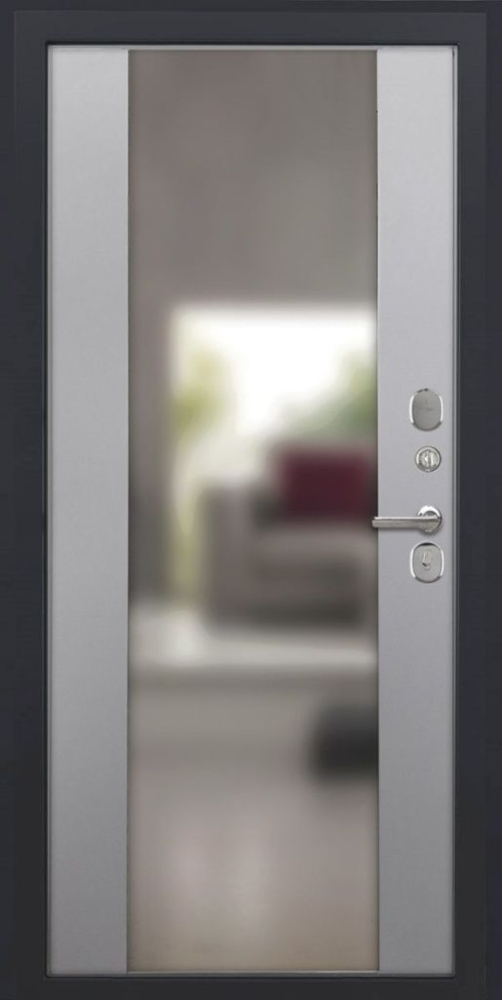 Входная дверь ДвериПРО L-43 Алиса (16мм, ПВХ софт грей, зеркало) DPRO196430 внутренняя сторона